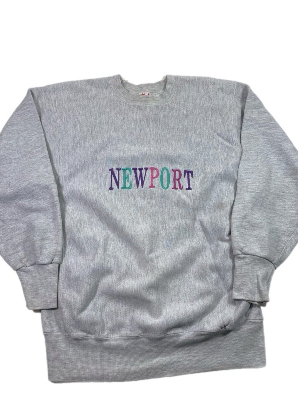 Vintage 90s Newport Reverse Weave Sweatshirt Crewneck Gray Size XL Heavyweight